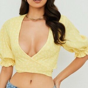 House Of CB Floral Top Womens XS Cottagecore Boho Preppy Designer